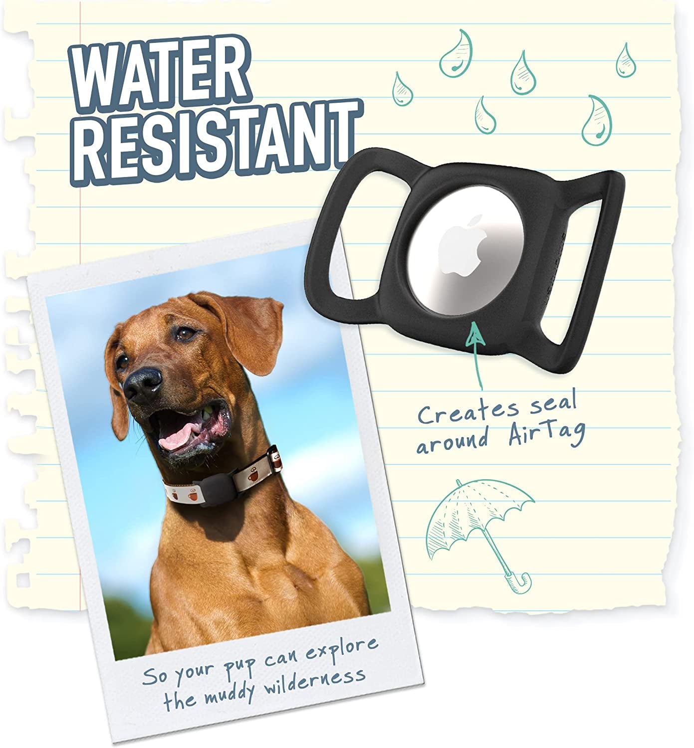 Smartish Airtag Dog Collar Holder - Snitch 2 Pack Apple Air Tag Case for Cat or Dog Collars [.5"-1.5" Collars] - Black  Smartish   