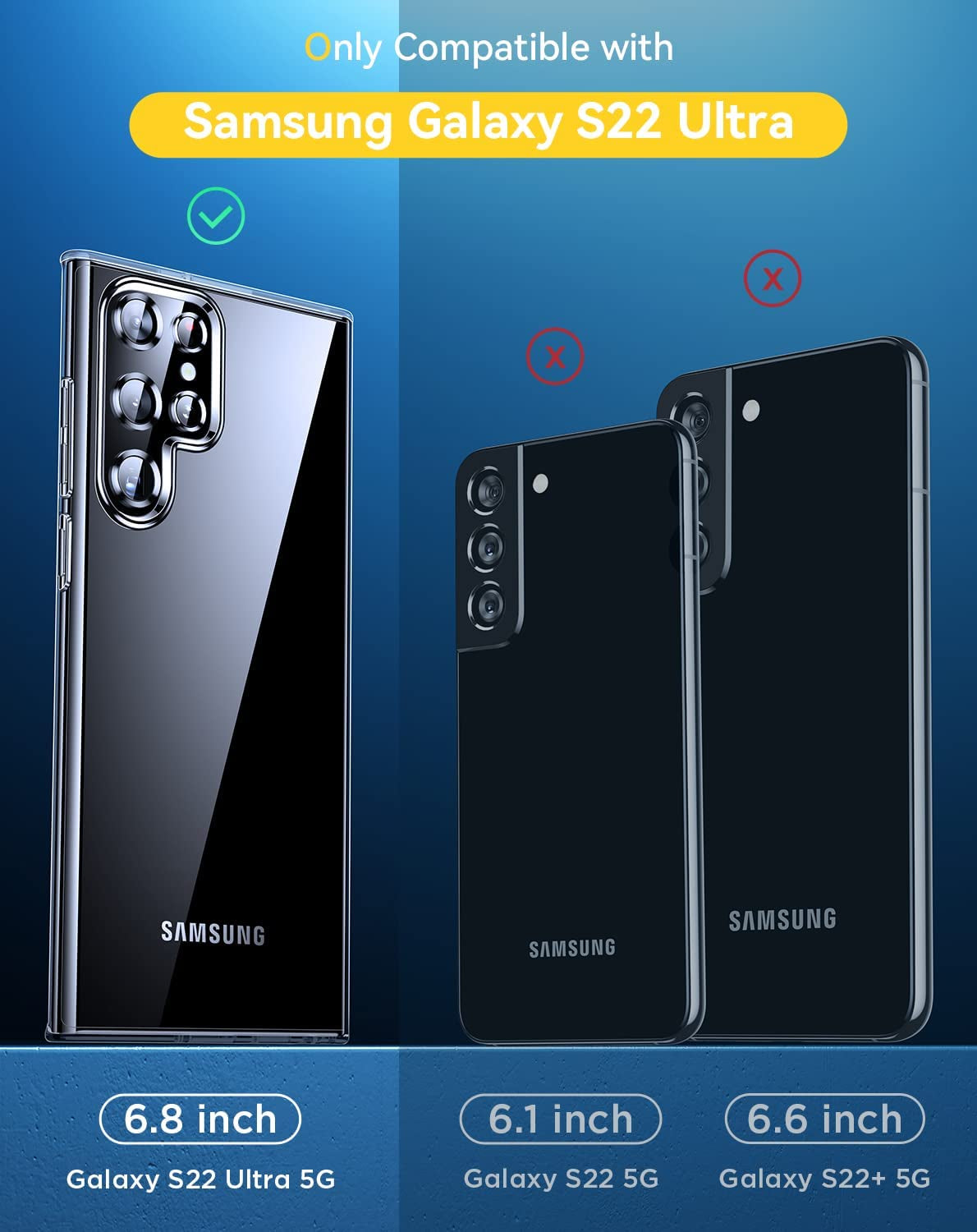 Humixx Crystal Clear Samsung Galaxy S22 Ultra Case, [18X Anti-Yellowing] [Military Grade Shockproof] Soft Slim Fit Transparent TPU Back, Protective Silicone Cover for Galaxy S22 Ultra 5G Case 6.8"  Humixx   