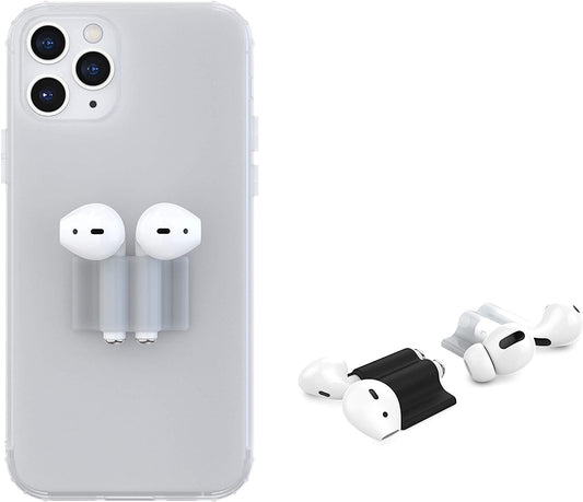Podify (2-Pack) Airpods Holder Stick on Adhesive Silicone Earbud Sleeve Case Attachment Accessory for Back of Cell Phone, Iphone & Android, Fits Airpods & Airpods Pro (Clear)  POPMAGNETZ   