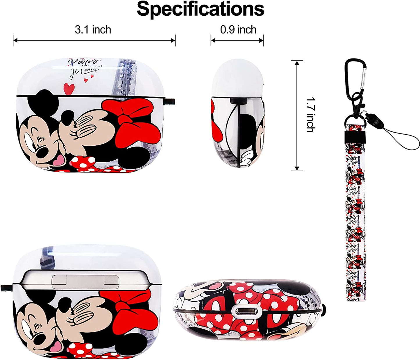 Airpods Pro Charging Case Designed for Apple Airpods Pro,Full Protective Cover with Keychain and Lanyard,Shockproof anti Case (Mickey and Minnie)  SUNTONIO LLC   