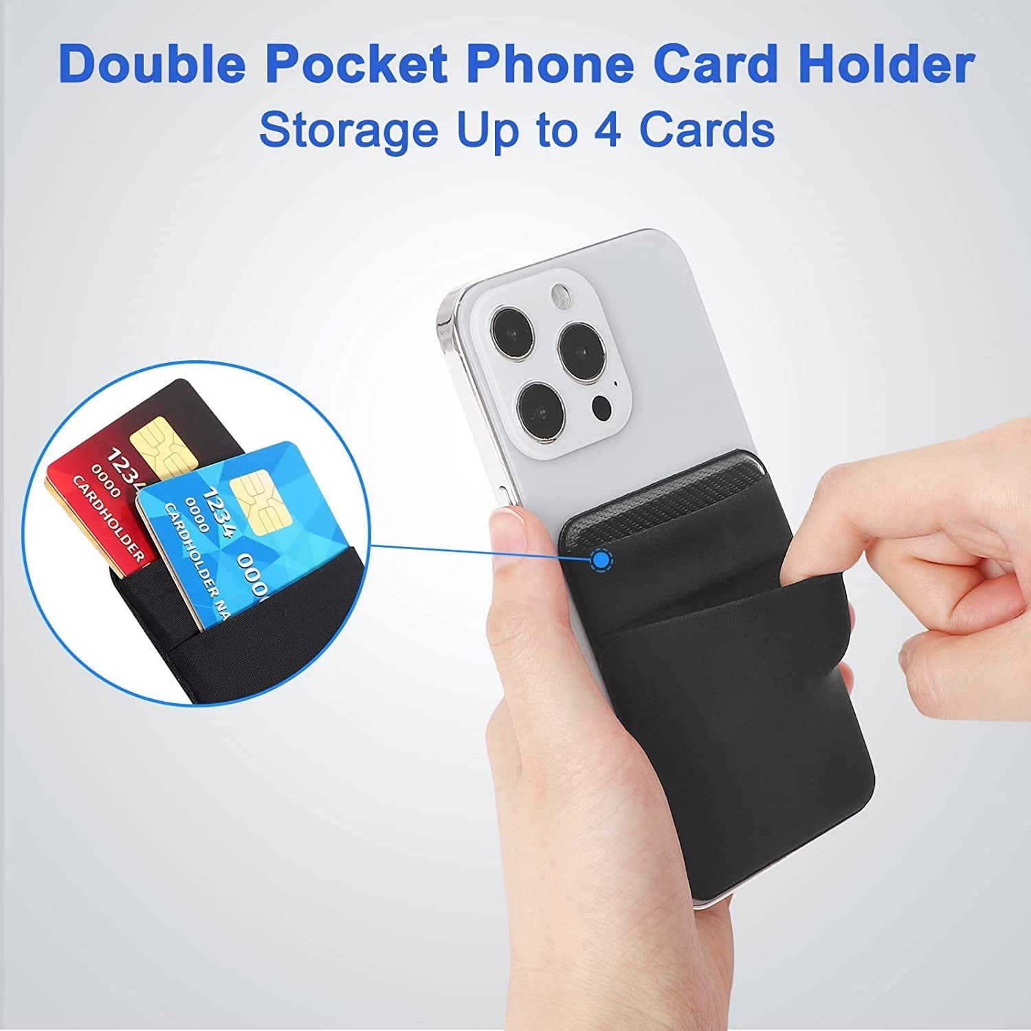 Senose Magnetic Wallet Compatible for Magsafe, Lycra Phone Card Holder for Back of Phone Wallet Stick on Compatible for Iphone 12 & Iphone 13 and Magsafe Case Black  Senose   