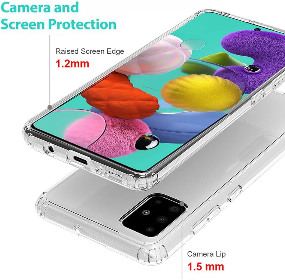 Niopiee for Samsung Galaxy A51 4G Case Crystal Clear Slim Hard Case Hybrid Shockproof Bumper with Tempered Glass Screen Protector Full Body Anti-Yellow Anti-Scratch Phone Protective Cover  NIOPIEE   