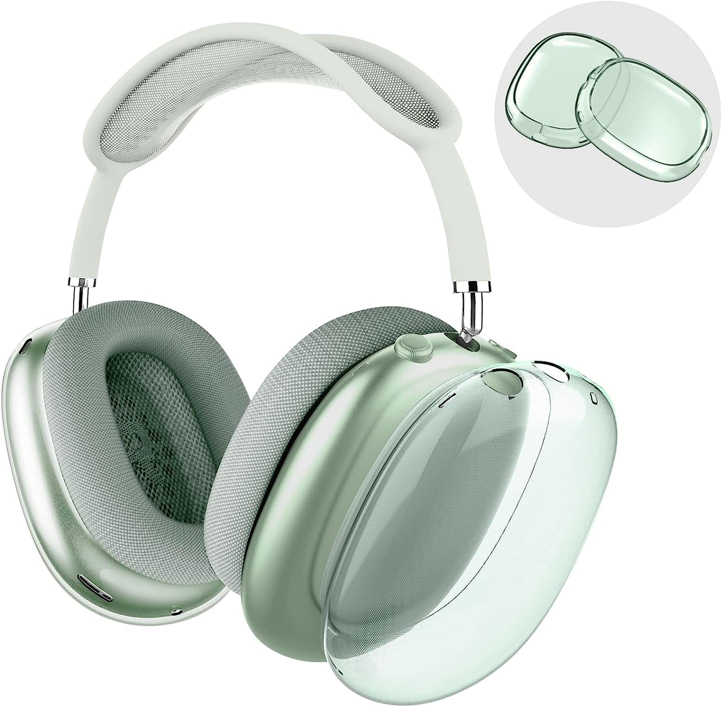 Foweroty Case Cover for Airpods Max, Soft TPU Clear Anti-Scratch Protective Cover for Airpod Max, Transparent Accessories Skin Protector for Airpods Max Headphones (Clear)  Foweroty Clear Green  