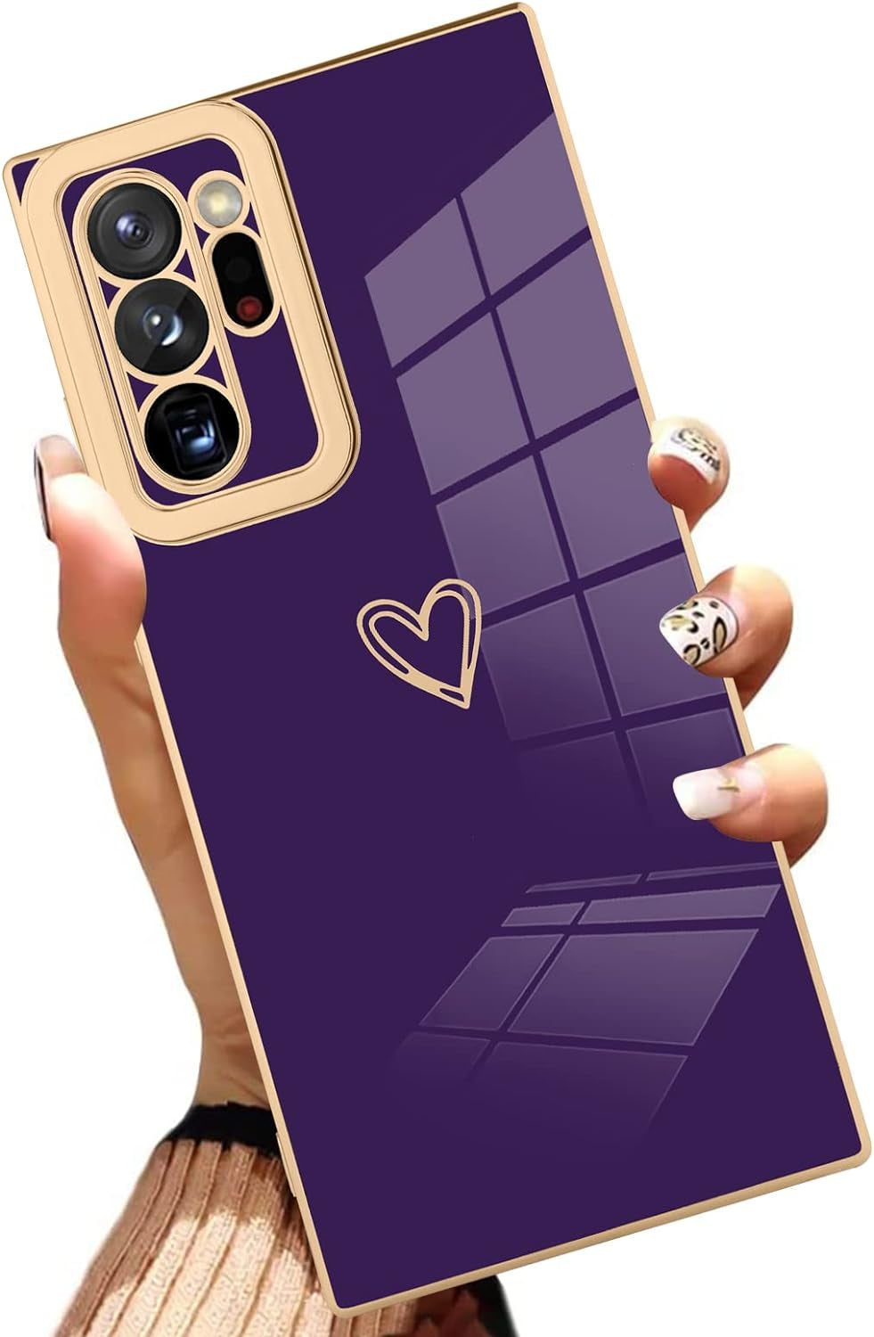 AIGOMARA Compatible Samsung Galaxy Note 20 Ultra Case with Strap Clear Case Cow Print Butterflies Shockproof Protection Soft TPU and Hard PC Back Anti-Scratch Slim Cover for Note 20 Ultra  AIGOMARA Plating-Purple  