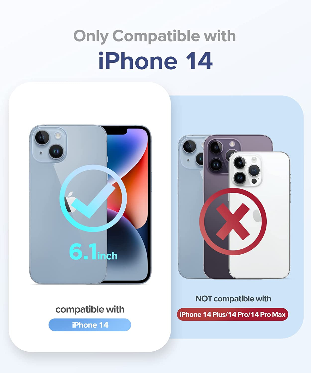 BERFY for Iphone 14 Case, with 2X Screen Protector + 2X Camera Lens Protector, [Not Yellowing] Crystal Clear Shockproof Hard Back Slim Protective Phone Cover for Women Girls, 6.1" (Transparent)  BERFY   