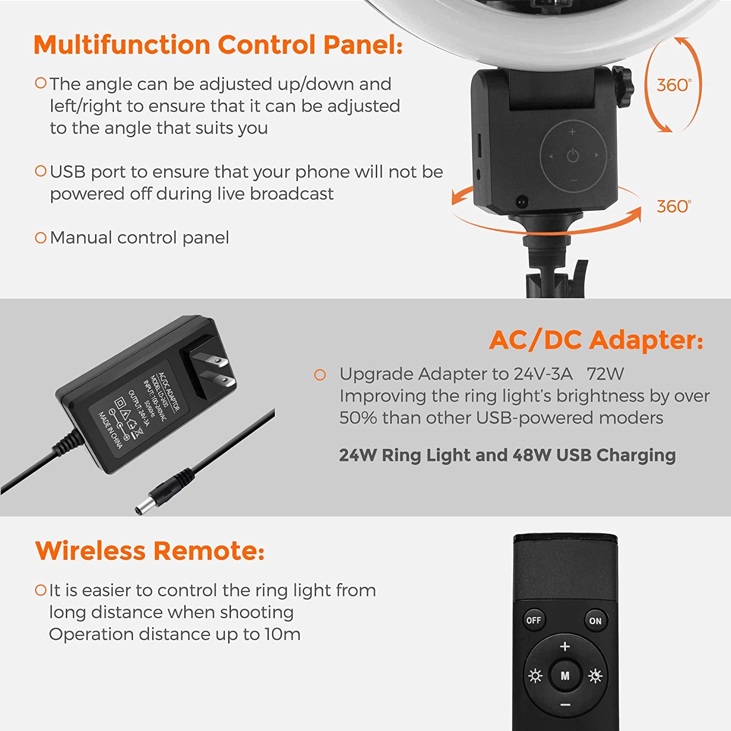 AGOGO 12'' LED Ring Light with Tripod Stand and Phone Holder, 24W High Power LED Bulb,Selfie Halo Light for Photography/Makeup/Vlogging/Live Streaming  Guangzhou Shanyuan Maoyi Youxian Gongsi   