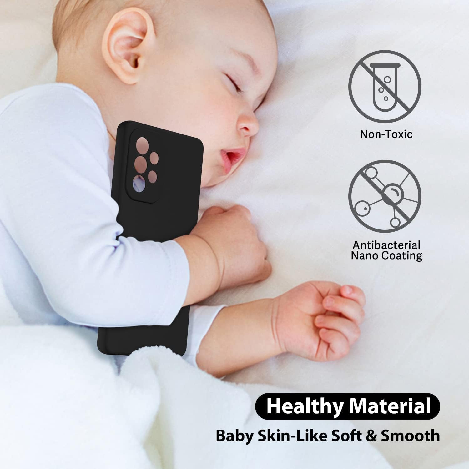 Oakxco for Samsung Galaxy A53 Phone Case Liquid Silicone, Cute Thin Slim Soft Rubber TPU Plain Smooth Gel Cover for Women Girl, Matte Solid Protective & Shockproof, Black  oakxco   