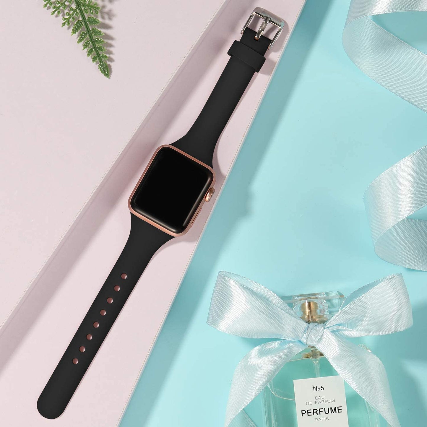 Laffav Slim Band Compatible with Apple Watch 49Mm 45Mm 44Mm 42Mm Iwatch SE & Ultra & Series 8/7/6/5/4/3/2/1 for Women Men, Black, S/M  Laffav   
