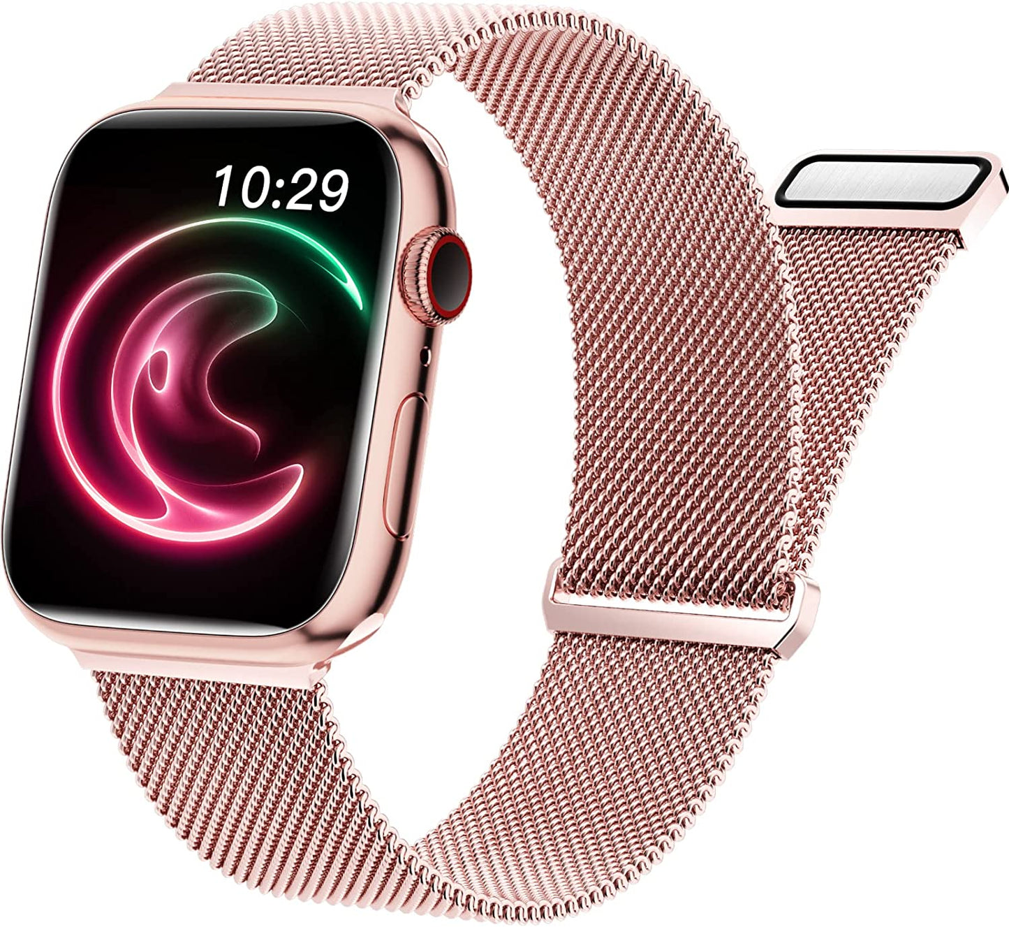 OYODSS Metal Bands Compatible with Apple Watch Band 49Mm 40Mm 38Mm 41Mm 42Mm 44Mm 45Mm Women Men, Magnetic Stainless Steel Loop Mesh Strap for Iwatch SE Ultra Series 8 7 6 5 4 3 2 1 Gold  OYODSS Rose Pink 38mm/40mm/41mm 