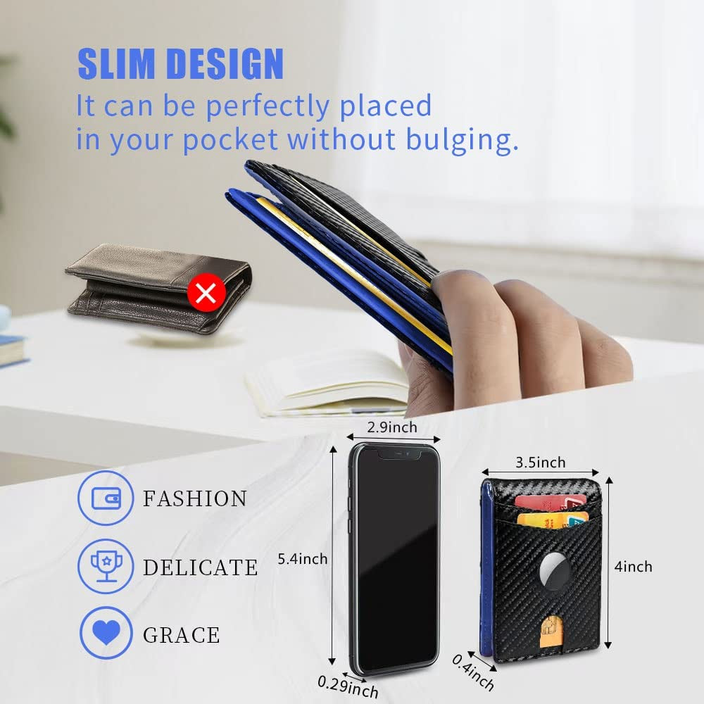 YQGWVFI Airtag Men'S Wallet with Money Clip, RFID Blocking, Slim and Minimalist Design, Holds up to 12 Cards, with Gift Box  Kaiman   