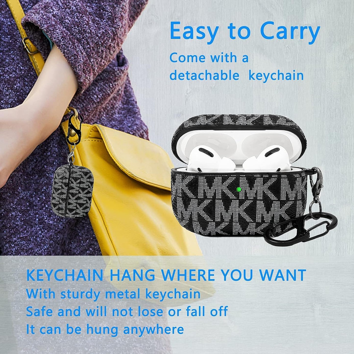 TANGABA Airpods Pro Case Cover for Women Men, Full Body Shockproof Hard Shell Protective Cover Case with Keychain Compatible with Airpods Pro Charging Case [Front LED Visible]  WAWINER   