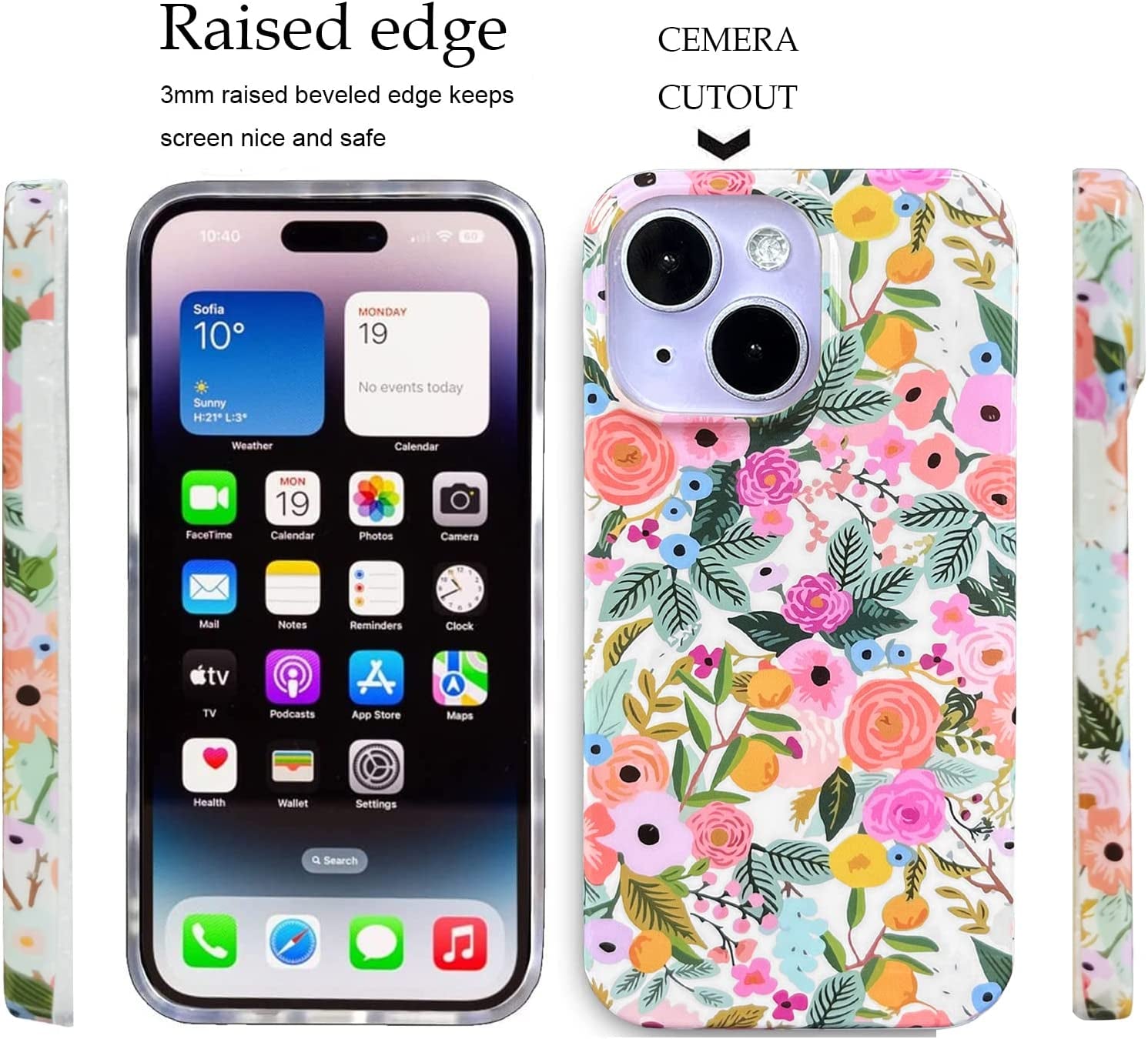 J.West Compatible with Iphone 14 Case Soft Shockproof Cute Floral Phone Protective Cover for Women, Garden Flower Pattern Design Slim Fit Anti-Scratch 6.1" Phone Case for Girl  J.west   