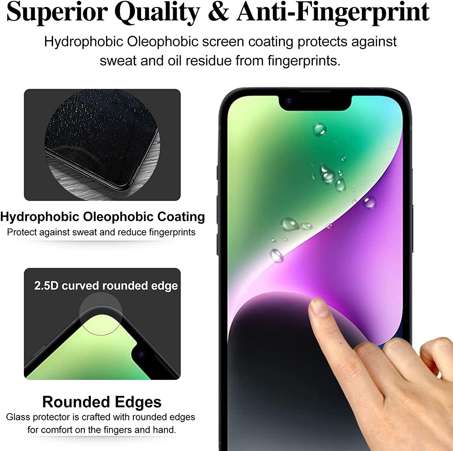 TQLGY Compatible with Iphone 14 Screen Protector, Tempered Glass Screen Protector for Iphone 14 with Camera Lens Protector 6.1 Inch, Ultra HD, 9H Hardness, Case Friendly, Dynamic Island Compatible  TQLGY   