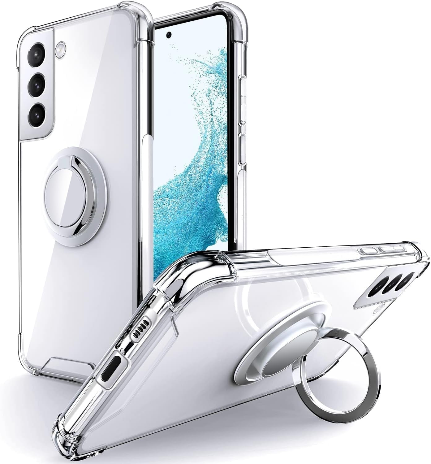 Silverback for Samsung Galaxy S22 plus Case Clear with Ring Kickstand, Protective Shock -Absorbing Bumper Shockproof Phone Case for Galaxy S22 plus -Clear  Silverback inc   
