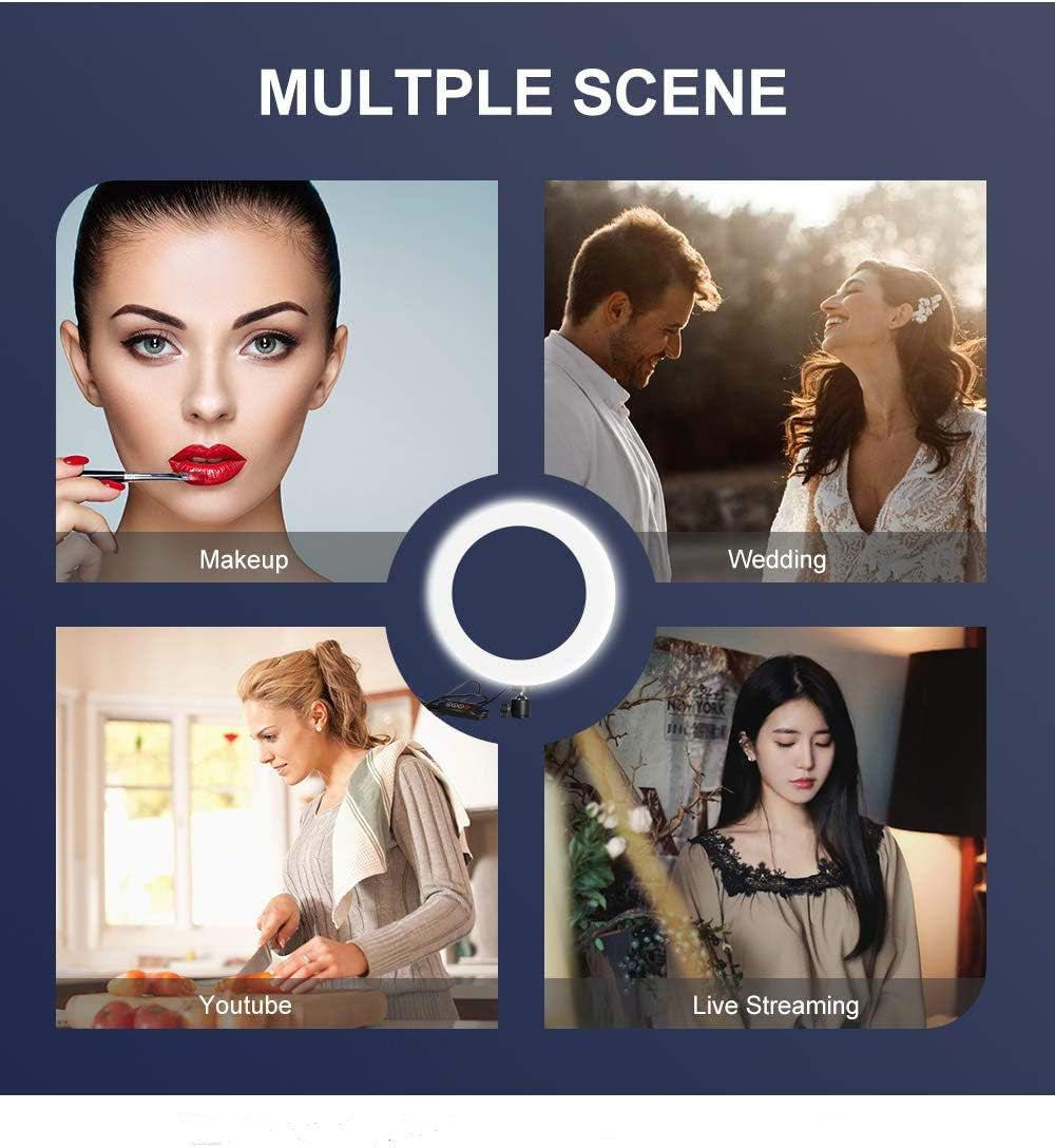 10" Selfie Ring Light with Tripod Stand & Phone Holder for Live Stream/Makeup,Dimmable Led Lighting Ringlight for Youtube Tiktok Photography Vlogging Video Compatible with Iphone Xs Max XR Android  SHARE SUNSHINE   