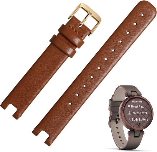 Miimall Leather Watch Band Compatible with Garmin Lily Smartwatch Strap, Replacement Watch Band Quick Release Strap Adjustable Stylish Wristband Accessories Bracelet Fit for Garmin Lily  Miimall   