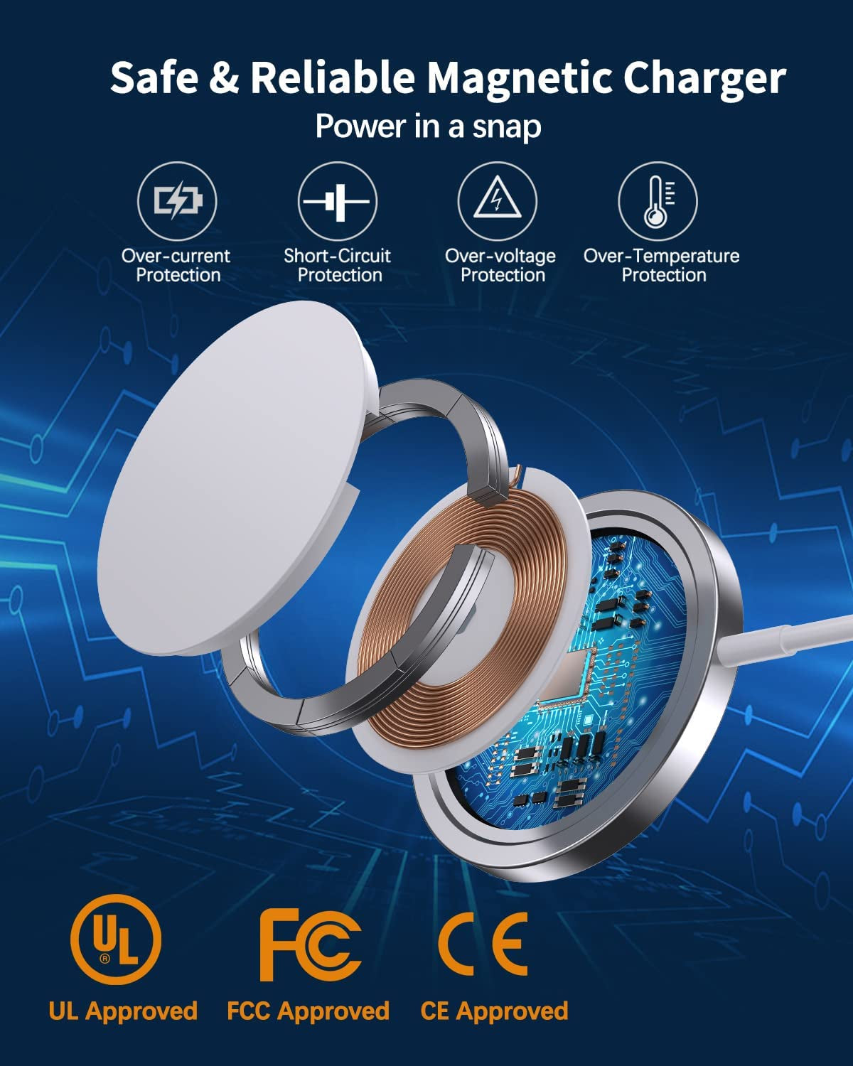 2 Pack Magnetic Wireless Charger 15W Fast Mag-Safe Charger for Iphone 14/13/12 Series and Airpods 3/2/Pro (Mag-Safe Charger Silver)  ShenZhen RuiYiDa Technology Co., Ltd   