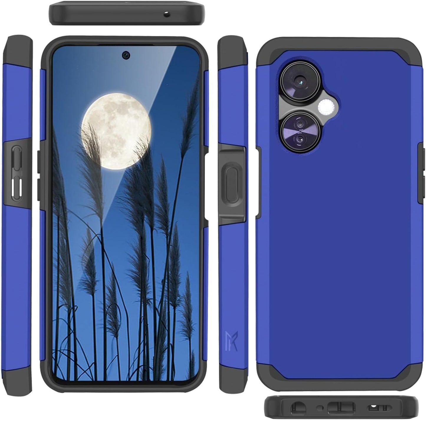 TJS Compatible for Oneplus Nord N30 5G Case, with Tempered Glass Screen Protector Dual Layer Hybrid (Magnetic Mount Friendly) Shockproof Drop Protection Impact Phone Case (Blue)  TJS   