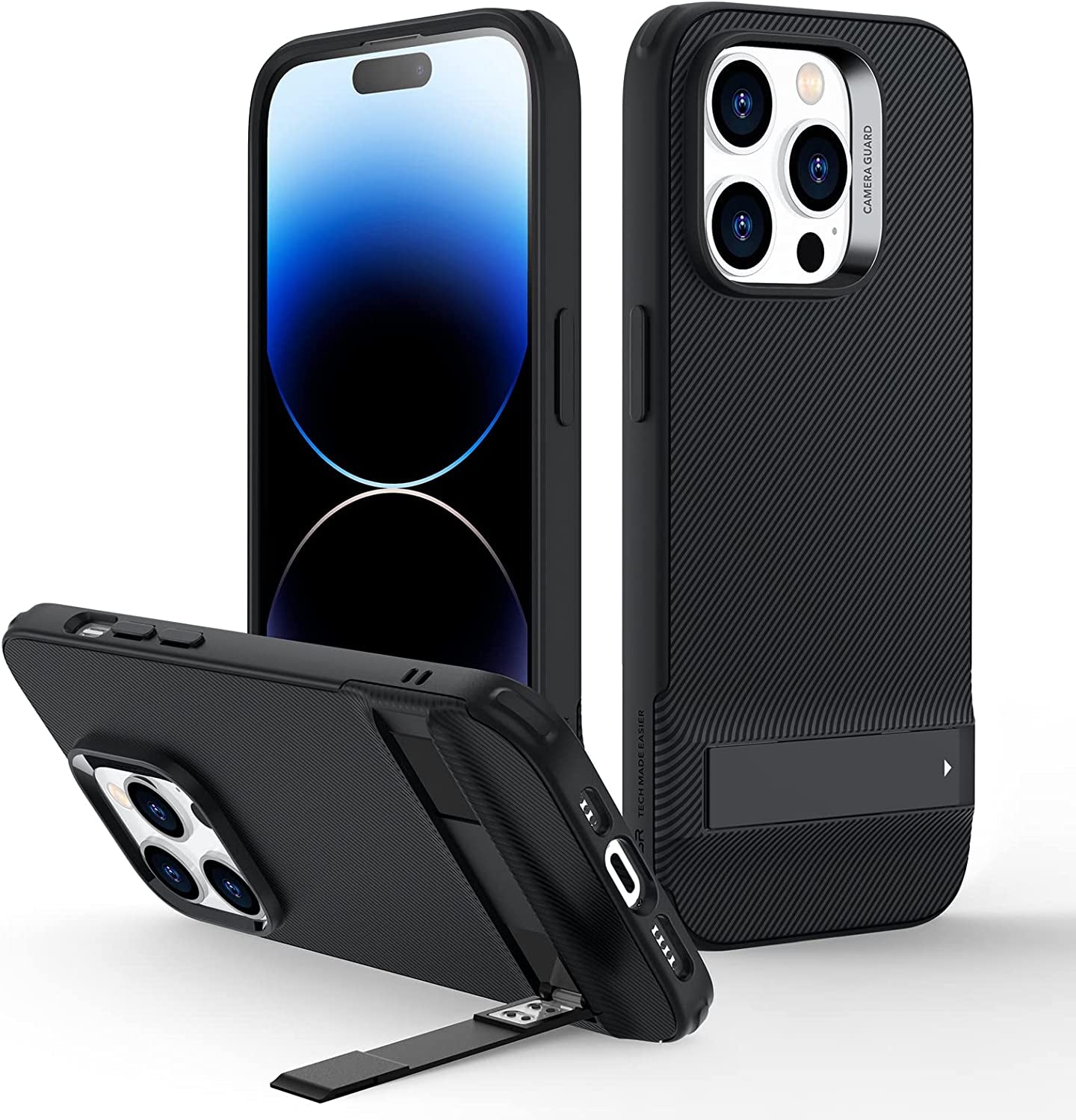 ESR for Iphone 14 Pro Case, 3 Stand Modes, Military-Grade Drop Protection, Supports Wireless Charging, Slim Back Cover with Stand, Phone Case for Iphone 14 Pro, Metal Kickstand Case, Clear  ESR Black  