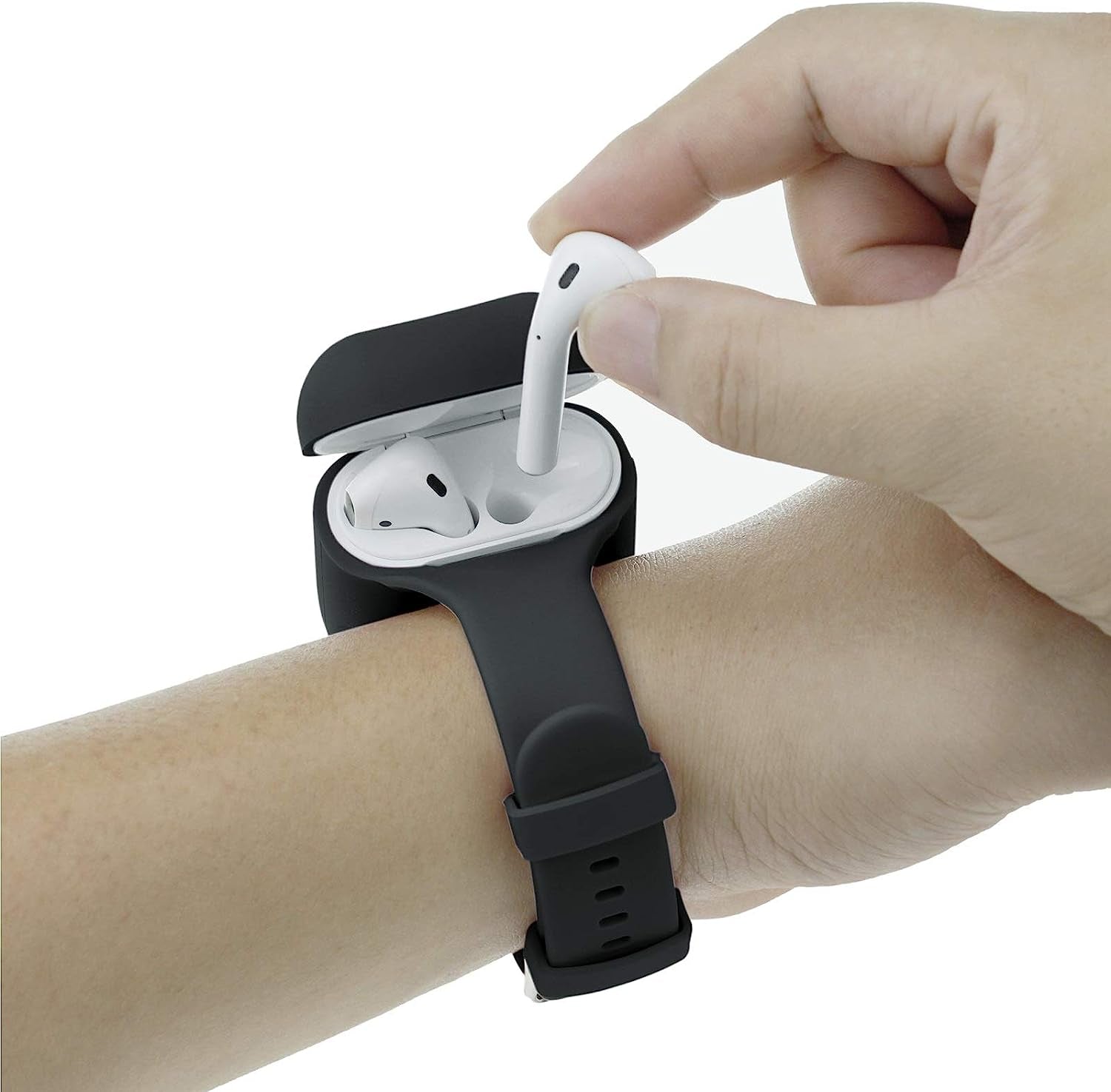 Newest 2021 Wrist Band for Airpods/Airpods 2 Case Accessories Sport Strap Cover Compatible with Apple Airpods 1St and 2Nd Wireless Charging Case Portable Full Protective Silicone Skin (White)  BabyValley Black (1,2 Gen) for Airpods 