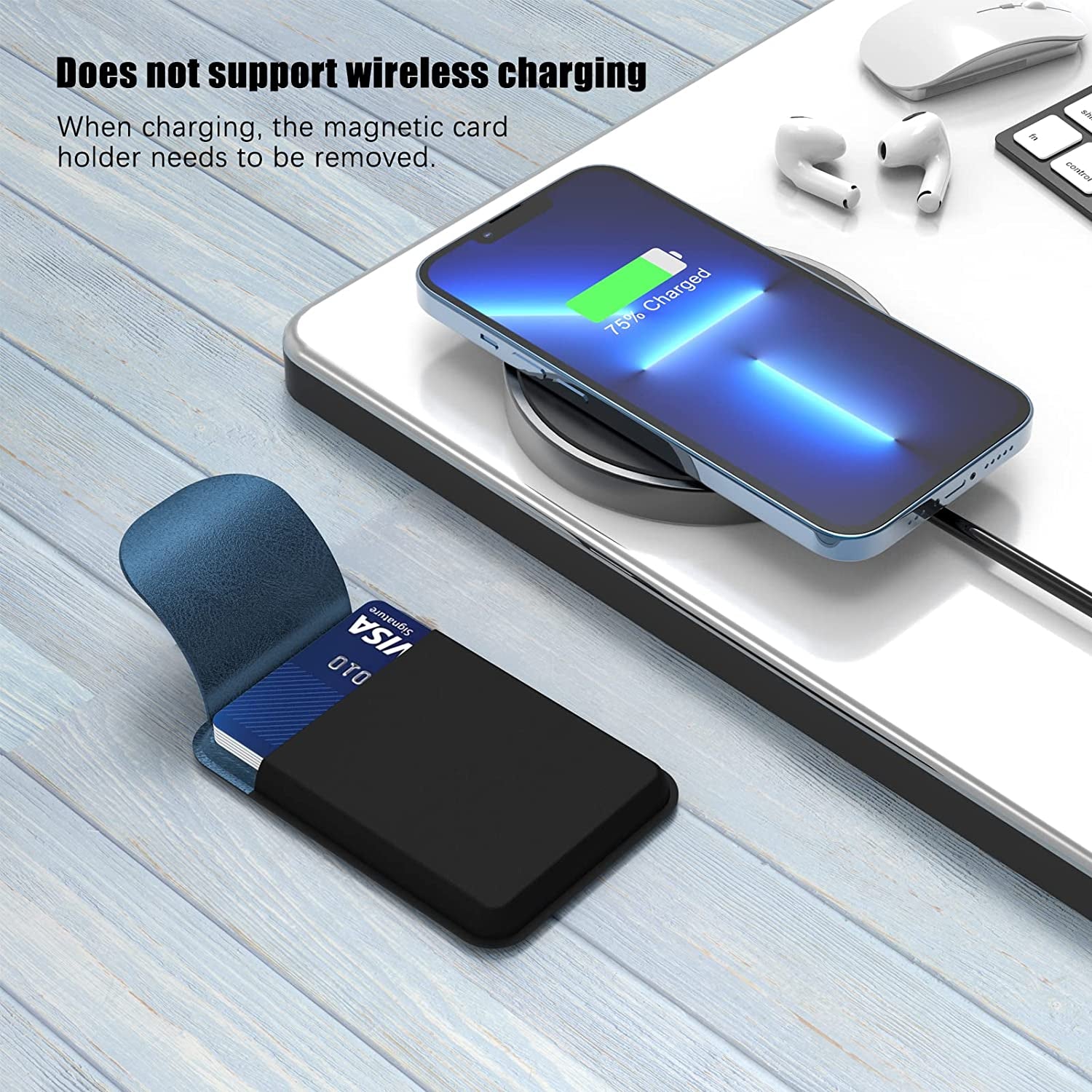 Doeboe for Magsafe Wallet Iphone 14 13 Pro Max, Magnetic Phone Wallet for Iphone 13/Mini/Pro, Stretch Fabric Phone Card Holder for Back of Phone for Iphone 12/Mini/Pro/Pro Max, up to 5 Cards(Blue)  doeboe us   