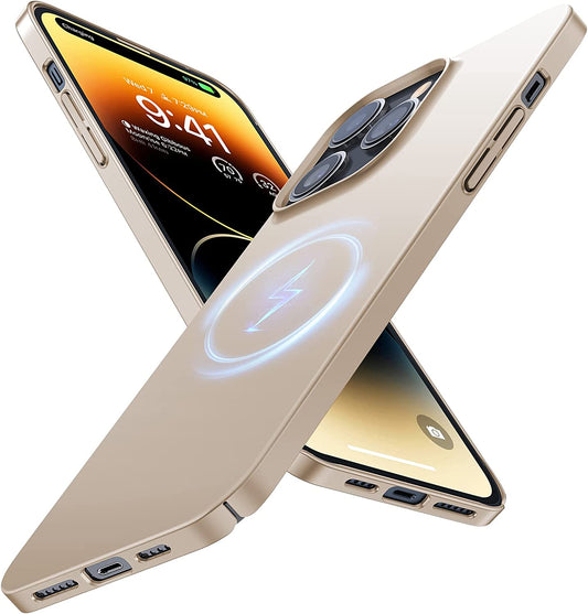 TORRAS Magnetic Slim-Fit for Iphone 14 Pro Max Phone Case, Ultra-Thin 14 Pro Max Case [Compatible with Magsafe], Matte Hard PC Cover Protective Anti-Fingerprint Anti-Scratch Phone Case 2022, Gold  TORRAS   