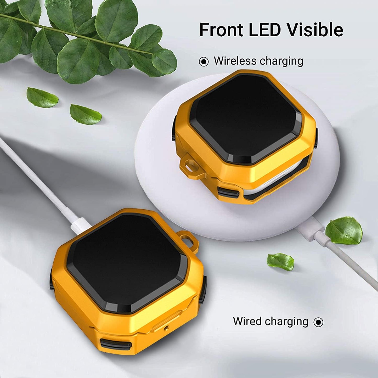 Wocoxo Compatible with Galaxy Buds Pro Case/Galaxy Buds Live Case, Shock-Proof Portable Protective Cover with Keychain (Yellow)  Wocoxo   