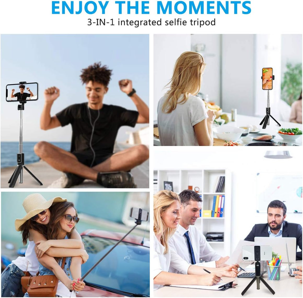Selfie Stick Tripod, Extendable Selfie Stick with Detachable Wireless Remote and Tripod Stand Selfie Stick for Iphone Pro/11/11 Pro/X/8/7/6S/6,Samsung Galaxy S10/S9/S8/S7/Note 9/8,Huawei and More  Naohiro   