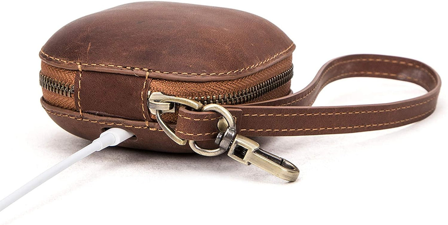 Apqdw Powerbeats Pro Case Cover, Leather Case for Power Beats Pro, Powerbeats Pro Accessories Beats Earbuds Carrying Case with Keychain (Brown)  Anbo   