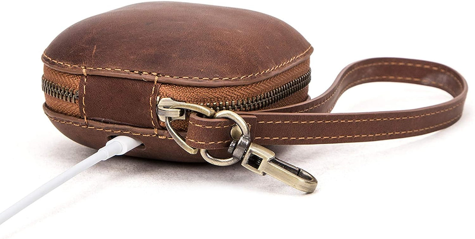 Apqdw Powerbeats Pro Case Cover, Leather Case for Power Beats Pro, Powerbeats Pro Accessories Beats Earbuds Carrying Case with Keychain (Brown)  Anbo   