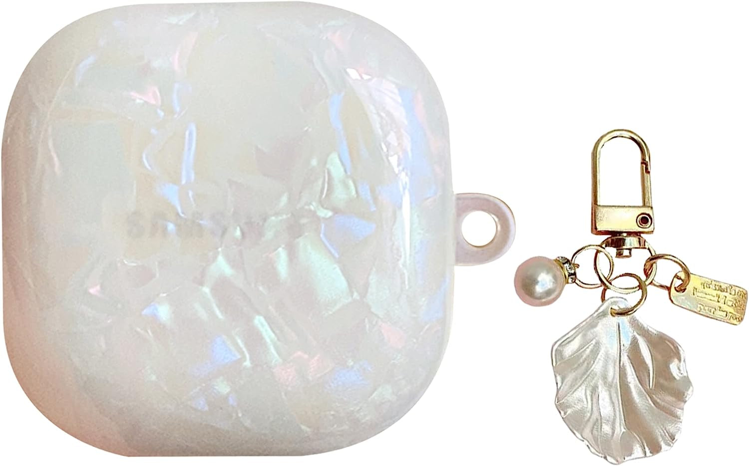 HENJI Case for Samsung Galaxy Buds 2 Case (2021) / Galaxy Buds Pro Case (2021) / Galaxy Buds Live Case (2020), Full Protective Pearl Shell Cover with Pearl Keychain for Women Girl (Leopard Grain B)  HENJI Multicolor  