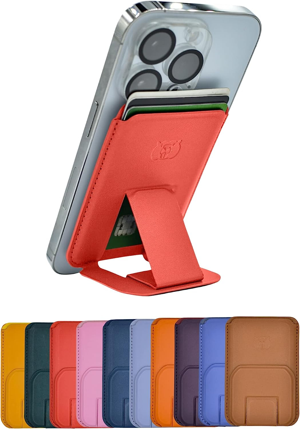 Beaverr Magnetic Card Wallet with Kickstand, Compatible with Magsafe, for Iphone 14 Pro Max/14 Pro/14/14 Mini, Iphone 13 Pro Max/13 Pro/13/13 Mini, Iphone 12 Pro Max/12 Pro/12/12 Mini (Wine)  Beaverr Red  