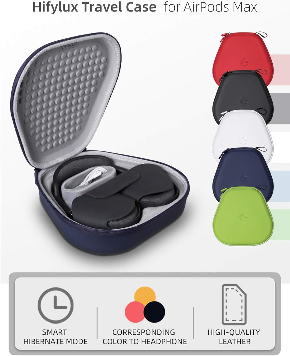 HIFYLUX Hard Travel Carrying Case Smart Dormancy Waterproof Leather Protective Bag for Apple Airpods Max (Case Only)  HIFYLUX   