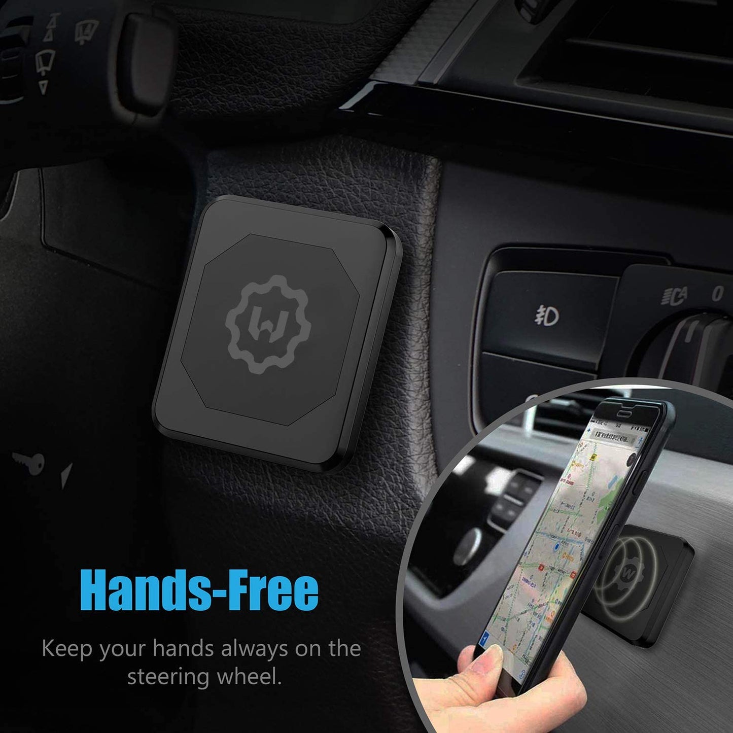 Wixgear Rectangle Flat Stick on Dashboard Magnetic Car Mount Holder for Cell Phones and Mini Tablets with Fast Swift-Snap Technology - Extra Slim  WizGear   