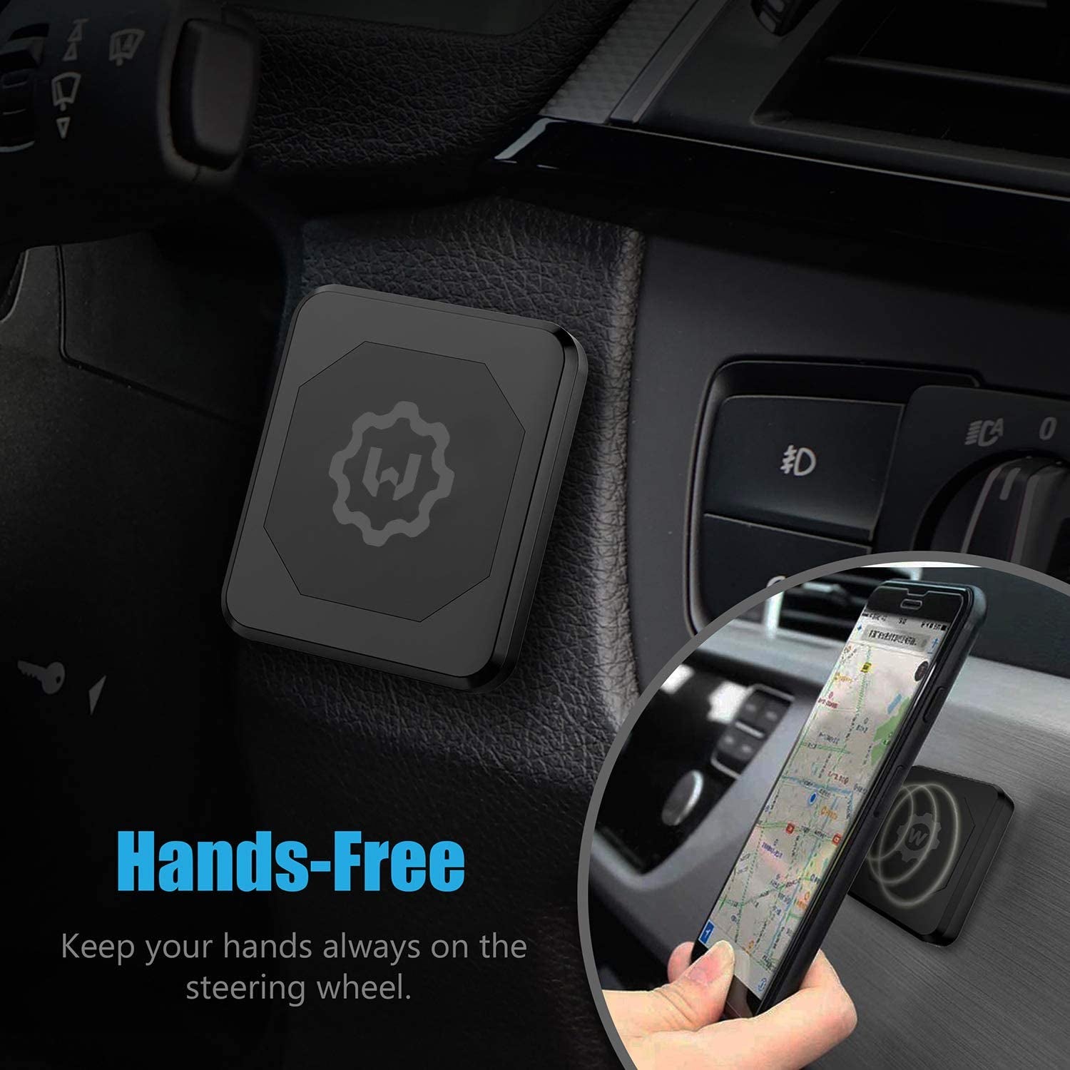Wixgear Rectangle Flat Stick on Dashboard Magnetic Car Mount Holder for Cell Phones and Mini Tablets with Fast Swift-Snap Technology - Extra Slim  WizGear   