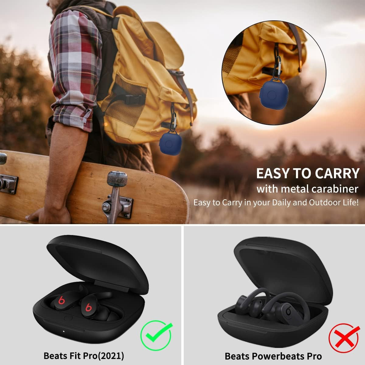 WQNIDE Case Cover for Beats Fit Pro Case 2021 New Earbuds, [5 in 1] Accessory Kit Silicone Protective Skin Sleeve for Beats Fit Pro 2021 Case with Keychain/Anti-Lost Strap/Ring/Brush (Blue)  WQNIDE   