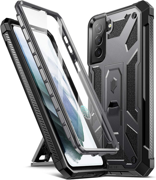 Poetic Spartan Samsung Galaxy S21+ plus 5G 6.7" Case, Fingerprint ID Compatible, Shockproof Protective Cover, Kickstand, Metallic Gun Metal  Poetic   