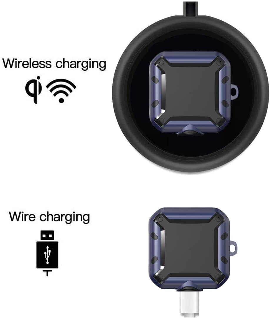 For Beats Fit Pro 2021 Case Cover with Lock, Protective Case for Men Military Hard Rugged Shockproof Cover with Keychain and Lanyard (Blue)  Yuefei Huang   