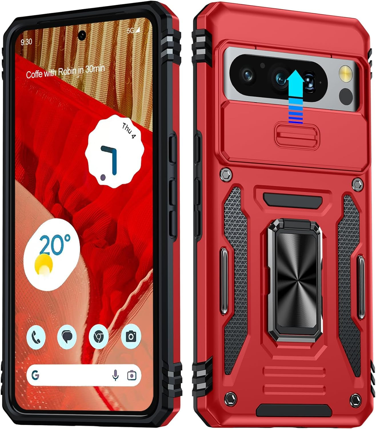 ANTSHARE for Google Pixel 8 Case Clear, Pixel 8 Case with [16FT Military Grade Drop Protection][Non-Yellowing], Slim Fit Case for Pixel 8 Phone 2023 - Crystal Clear  ANTSHARE Red Google Pixel 8 Pro 
