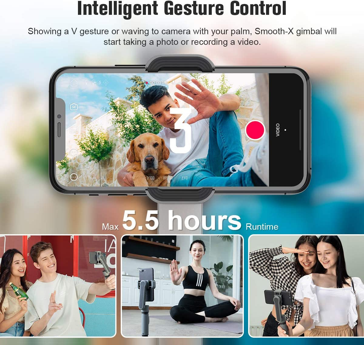 Zhiyun Smooth-Q 3-Axis Handheld Gimbal Stabilizer for Smartphone up to 220G or 6 Inches I.E. Iphone 7 Plus, Samsung S7, Huawei Mate  Zhiyun   