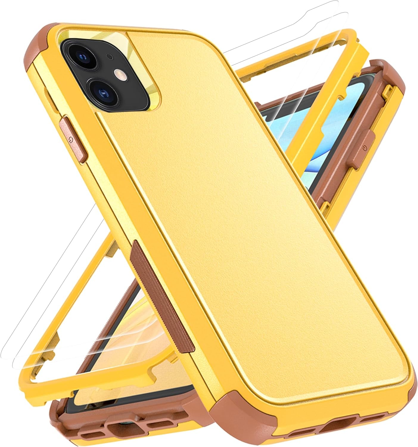 Ymhxcy for Iphone 11 Case Shockproof Dropproof Dust-Proof Drop Proof 3-Layer Durable Phone Case Heavy Duty Protection Phone Case Cover for Apple Iphone 11 6.1“ Aqua Blue and Lime Green  YmhxcY Us-Xsf-Yellow  