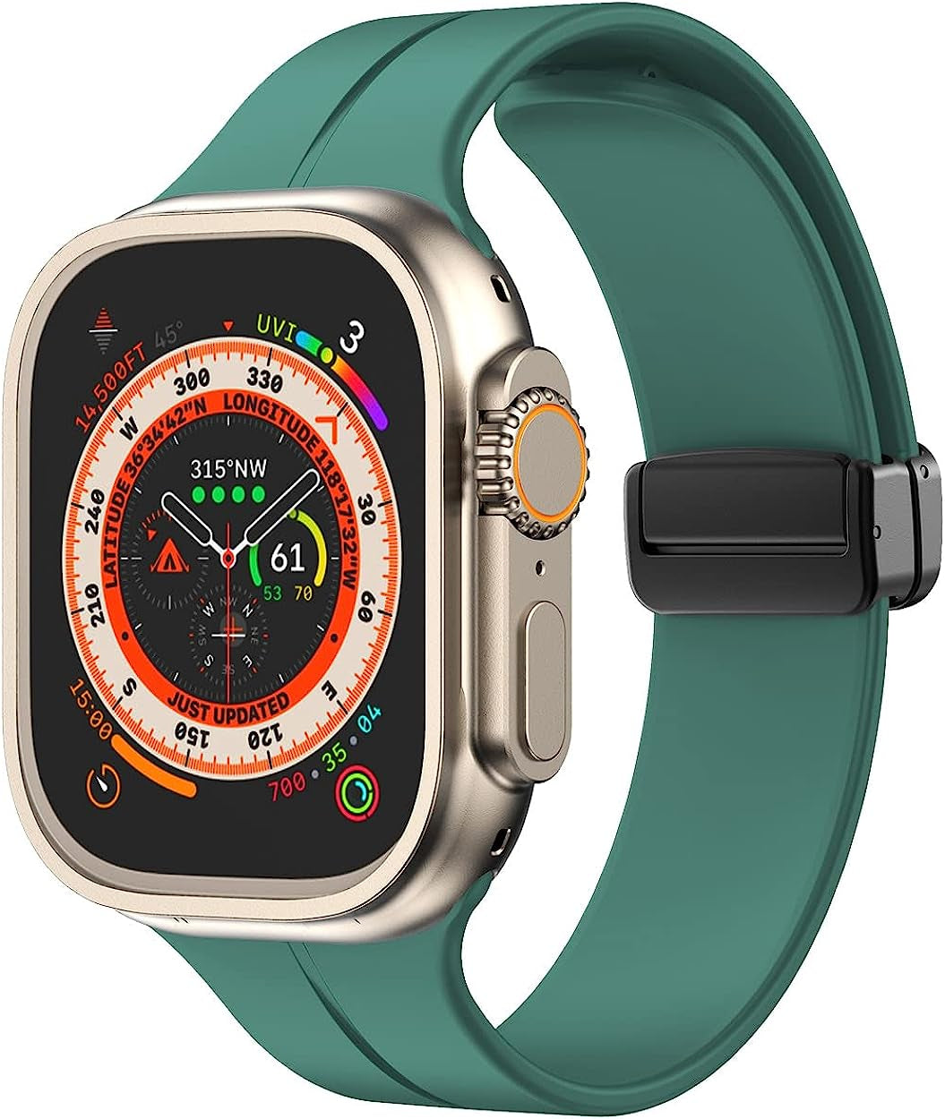 Meyzeli Compatible with Apple Watch Band 38Mm 40Mm 41Mm 42Mm 44Mm 45Mm 49Mm for Women Men, Soft Silicone Magnetic Buckle Sport Watch Band for Apple Watch SE Iwatch Series 8 7 6 5 4 3 2 1 Ultra  Meyzeli Pine Green- Black Buckle 38mm/40mm/41mm 