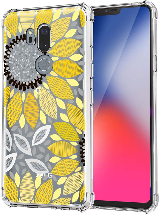 KIOMY Case for LG G7 Thinq for Girls Boys Clear with Cute Sunflower Design Shockproof Bumper Protective Floral Cell Phone Back Cover Flexible Slim Fit Soft Rubber Flowers Skin for LG G7 Summer Women  KIOMY   