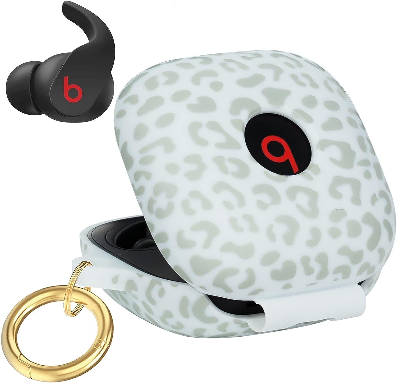 Beats Fit Pro Case Cover, Gawnock Soft Silicone Leopard Print Case for Apple Beats Fit Pro 2021 Shockproof Protective Earbuds Case with Keychain for Women Girl (Light Green Leopard/Cheetah)  Gawnock   