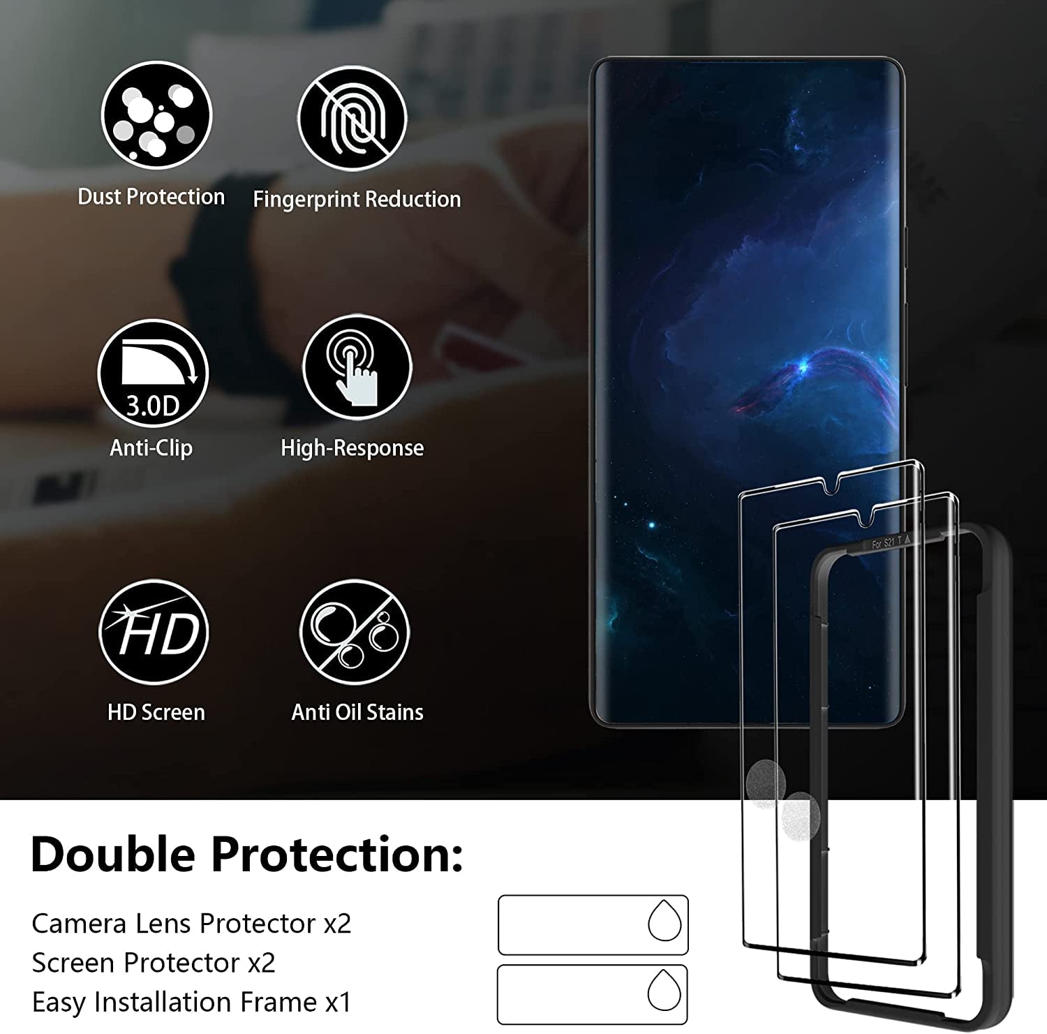 [Fingerprint Compatible] 2 Pack 3D Tempered Glass for Google Pixel 6 Pro Screen Protector + 2 Pack Camera Lens Protector, [Fingerprint Unlock][Anti-Scratch][Work with Case]  Better Future Glass   