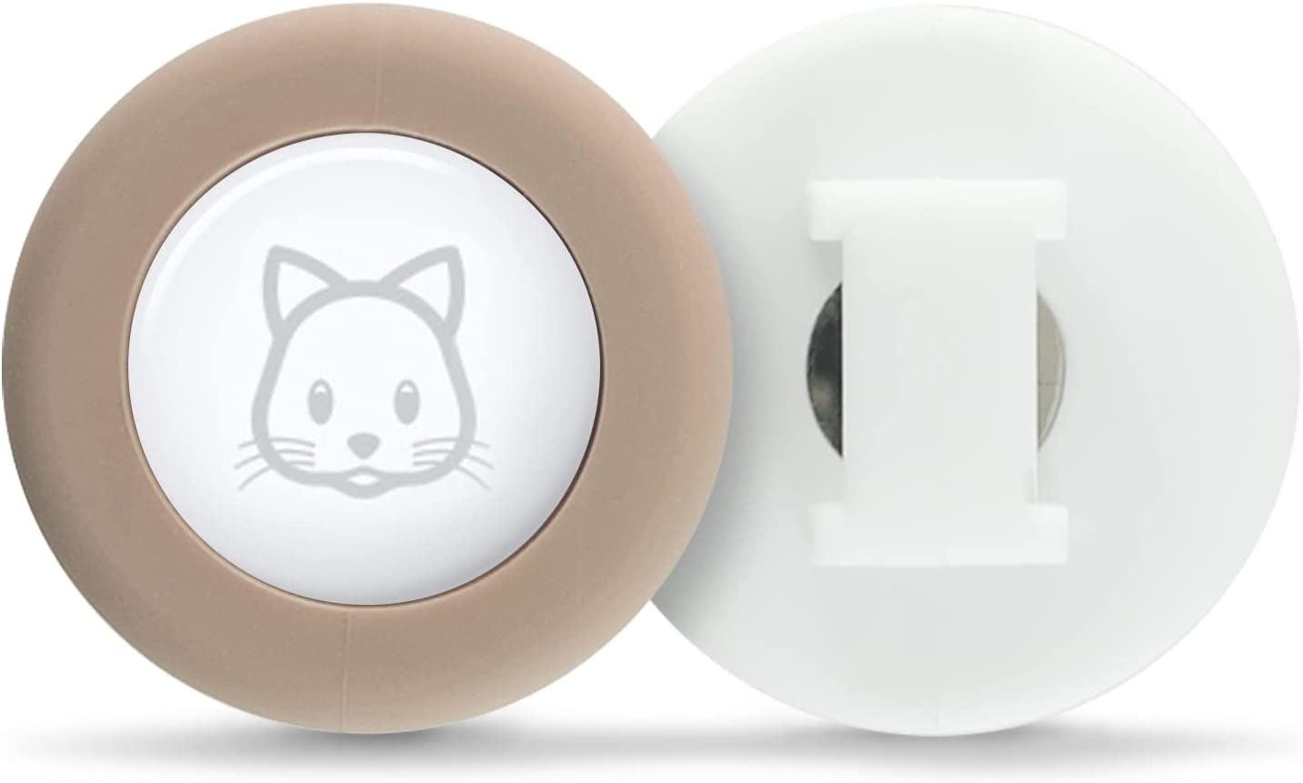 Sweet Baby Co. Airtag Cat Collar or Extra Small Dog Collar Holder 2 Pack, Fits Half Inch Collars for Small Pet, Compatible with Apple Air Tag, Waterproof GPS Tracker Case Kitten Cats Dogs (White/Gray)  Sweet Baby Company White & Tan  