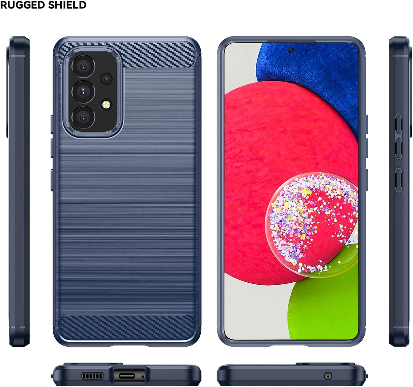 M MAIKEZI Samsung A53 5G Case,Galaxy A53 5G Case,With HD Screen Protector, Fashion Shock-Absorption Flexible TPU Bumper Soft Rubber Protective Case Cove for Samsung Galaxy A53 5G (Navy Brushed TPU)  JINZHI Inc   