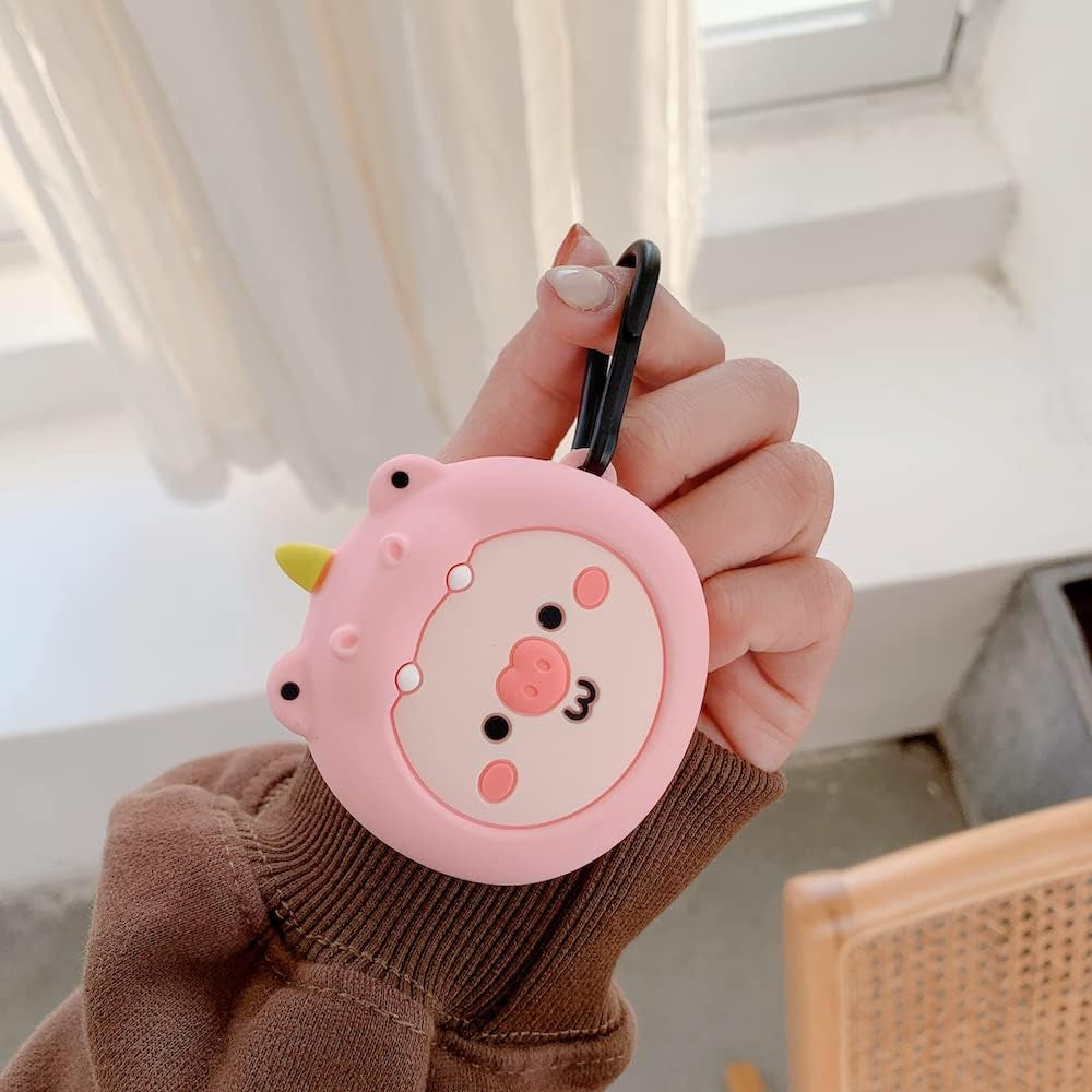 HENJI Earphone Case for Samsung Galaxy Buds 2 & Buds Live & Buds Pro, Soft Silicone 3D Cute Cartoon Character Kawaii Fashion Cover Animal Design (Pink Pig)  HENJI   