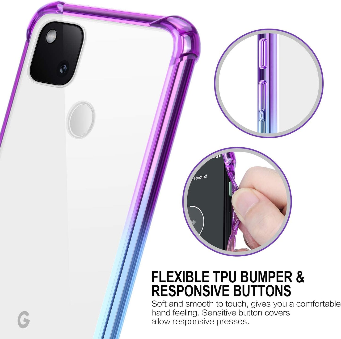 Salawat for Google Pixel 4A Case[Not Fit with 4A 5G], Clear Cute Gradient Slim Cover Reinforced TPU Bumper Hard PC Back Shockproof Protective Case for Google Pixel 4A 5.8 Inch 2020 (Purple Blue)  SALAWAT   