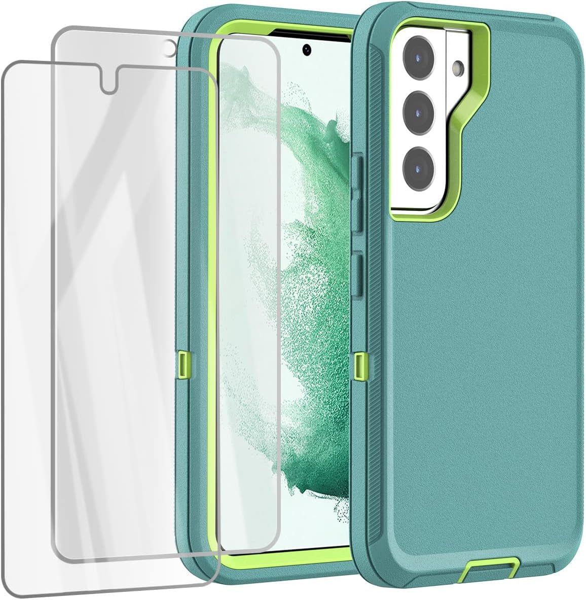 Aicase for Galaxy S22 plus Case with Screen Protector, Heavy Duty Drop Protection Full Body Rugged Shockproof/Dust Proof Military Protective Tough Durable Phone Cover for Samsung Galaxy S22 plus 6.6“  AICase Spring Green/Mint With Screen Protector  